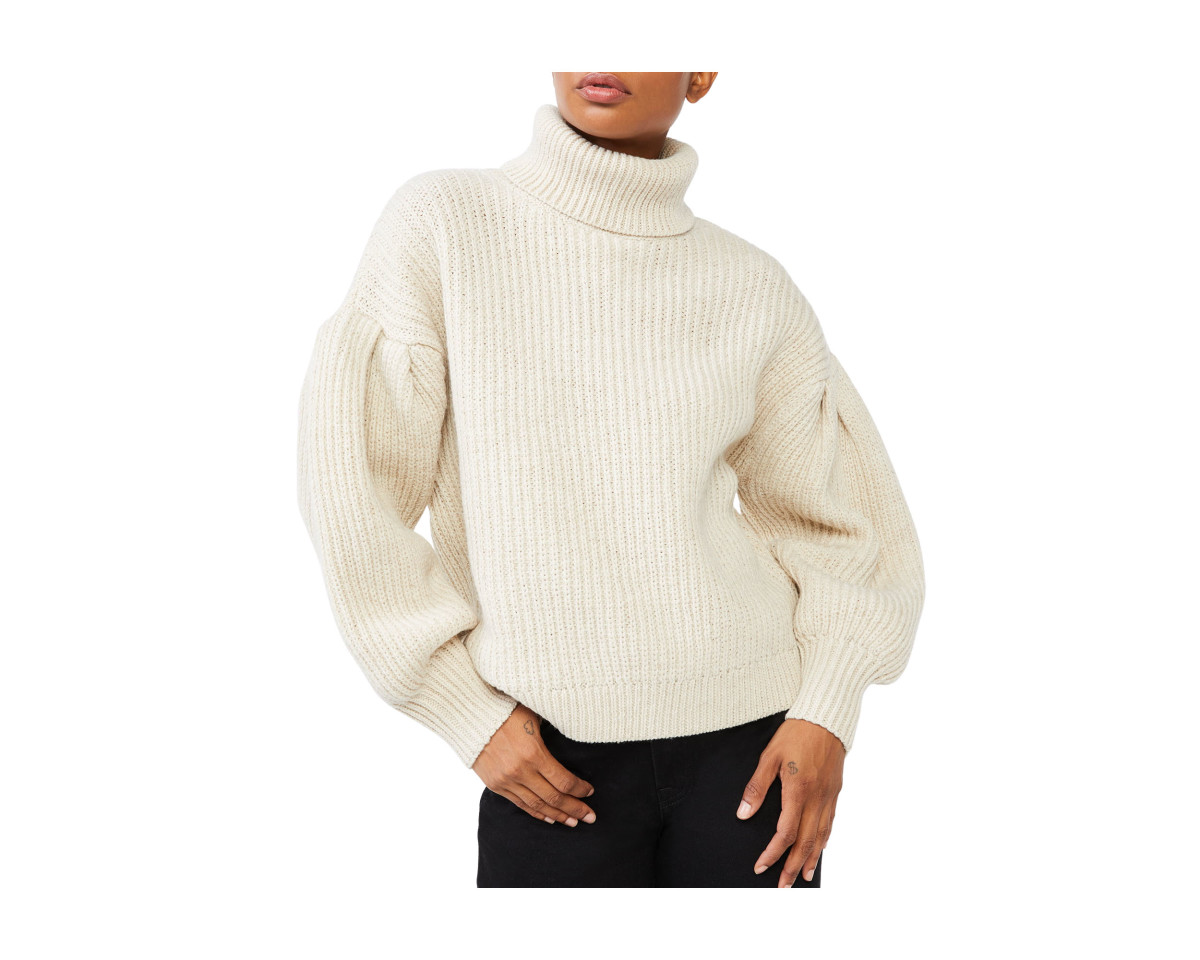 Free Assembly Women's Cowl Neck Sweater with Pleated Shoulders